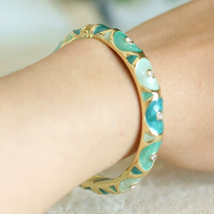 Amellia Enamel Eye Bangle - Lake Blue