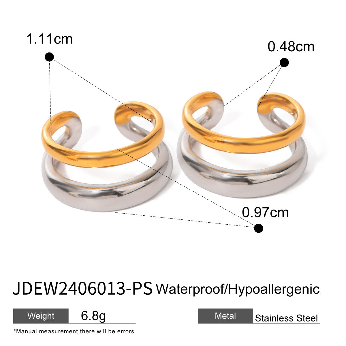 Ahlam C-Shaped Statement Earrings - JDEW2406013-PS [P0U1PDGS]