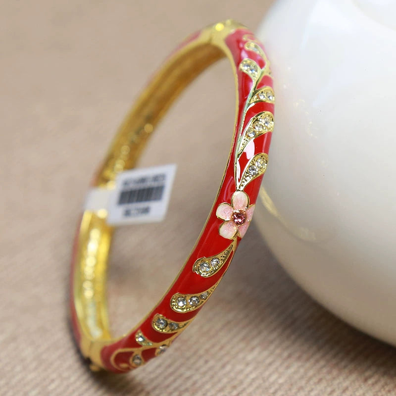 Angelique Floral Enamel Bangle - Red [0FZJAMI8]