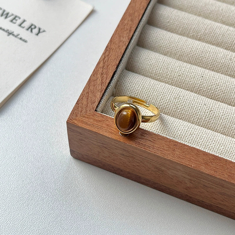 Aine Golden Tiger Eye Ring - Single Tiger Eye Ring [RJ3RDQBU]
