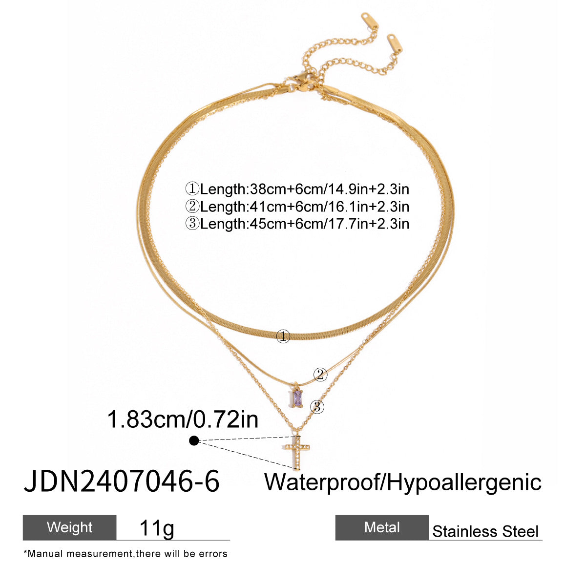 Taniya Layered Zircon Necklace - Silver Tiny Circle Double [ENTU0APG]