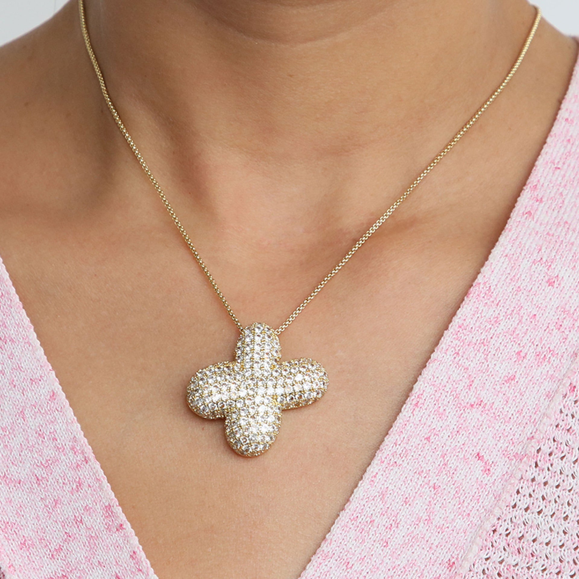 Laiba Bubble Initial Necklace - X [PVXOUABO]