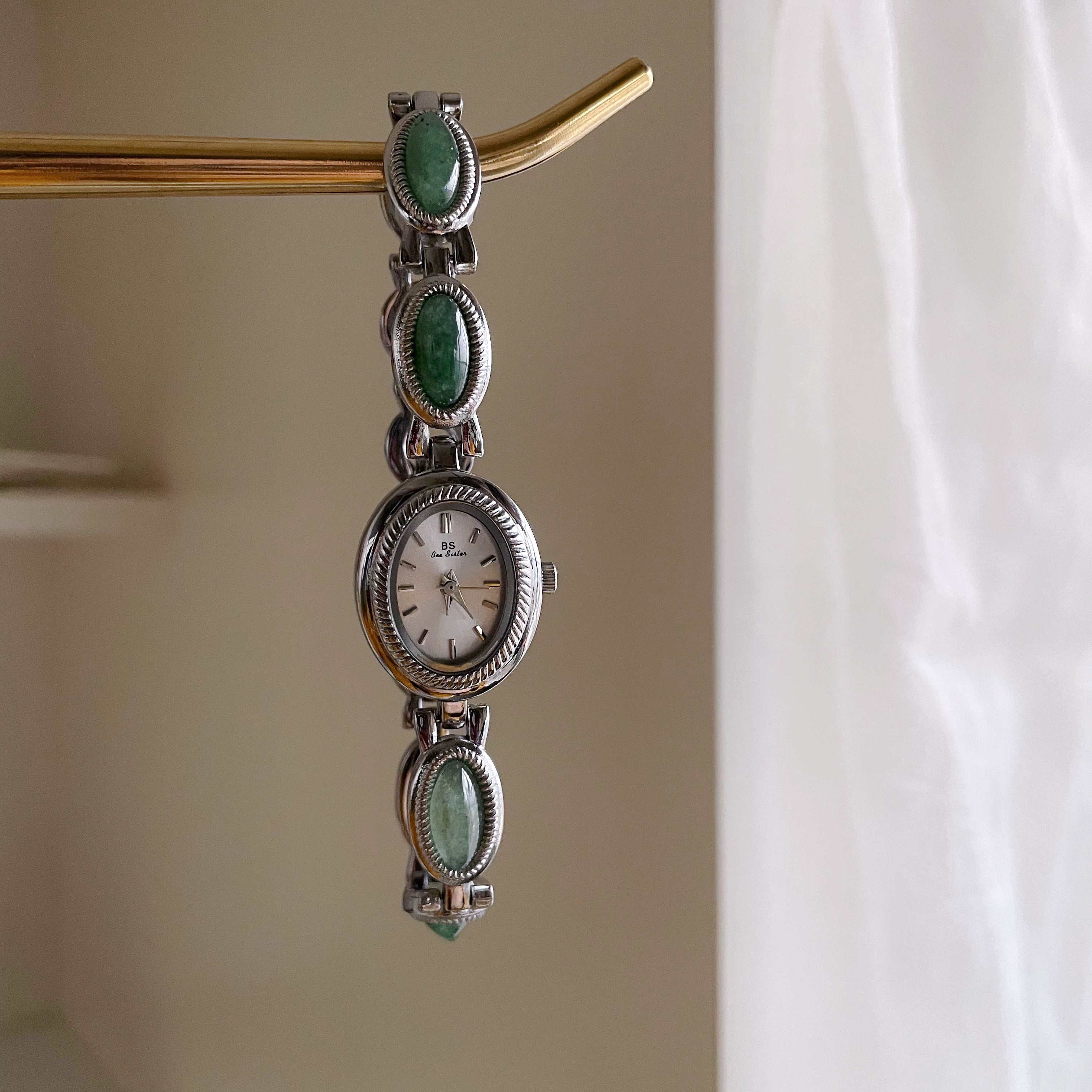 Kaizley Jade Bracelet Watch - Jade (Silver)