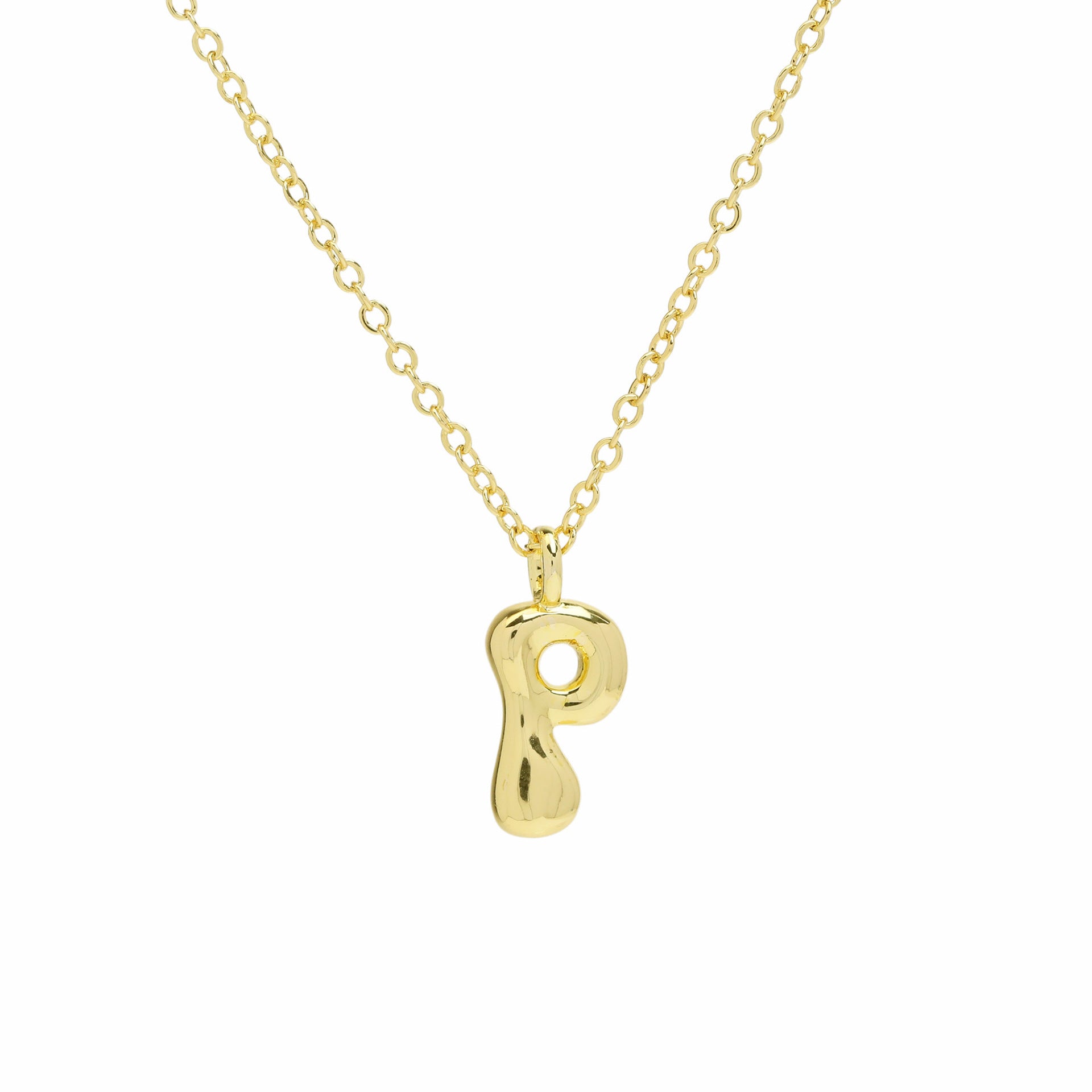 Vanya Gold Initial Bubble Necklace - Letter P [HGR788JT]
