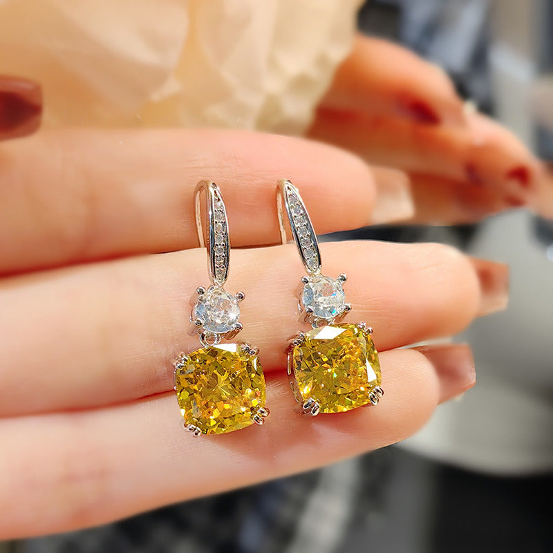 Calianna Ice Flower Drop Earrings - Yellow Ice Flower Cut Earrings [PBQZP882]