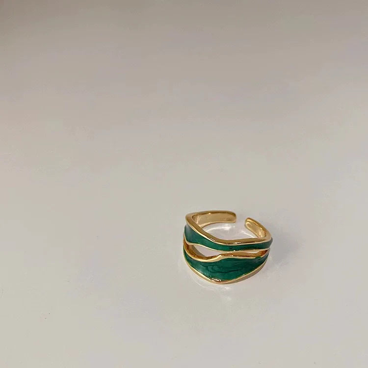 Lilliana Irregular Enamel Ring - Green