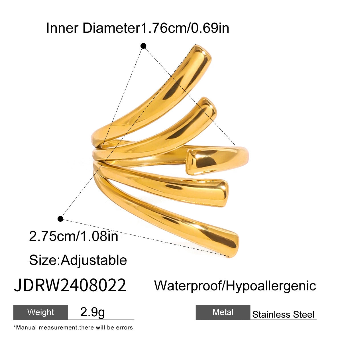 Nayelis Asymmetrical Open Ring - JDRW2408022 [LC5GC8AP]