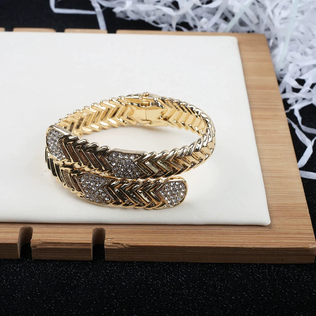 Devin Serpent Zircon Bracelet - Gold Bracelet
