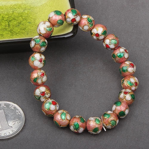 Azuri Enamel Filigree Bracelet - Pink 1cm (20 beads)