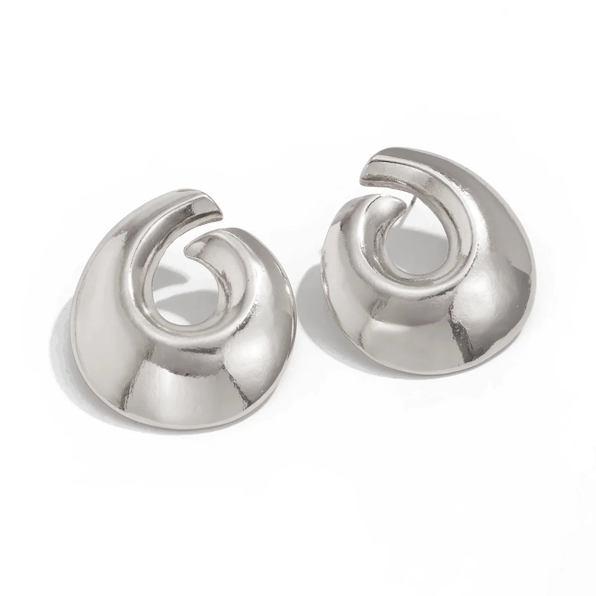 Maryella Sculptural Hollow Earrings - Silver