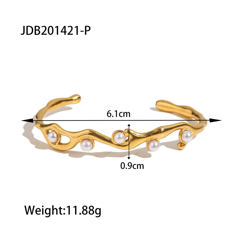 Kenslee Golden Pearl Cuff Bracelet - JDB201421-P [HID5Y46F]