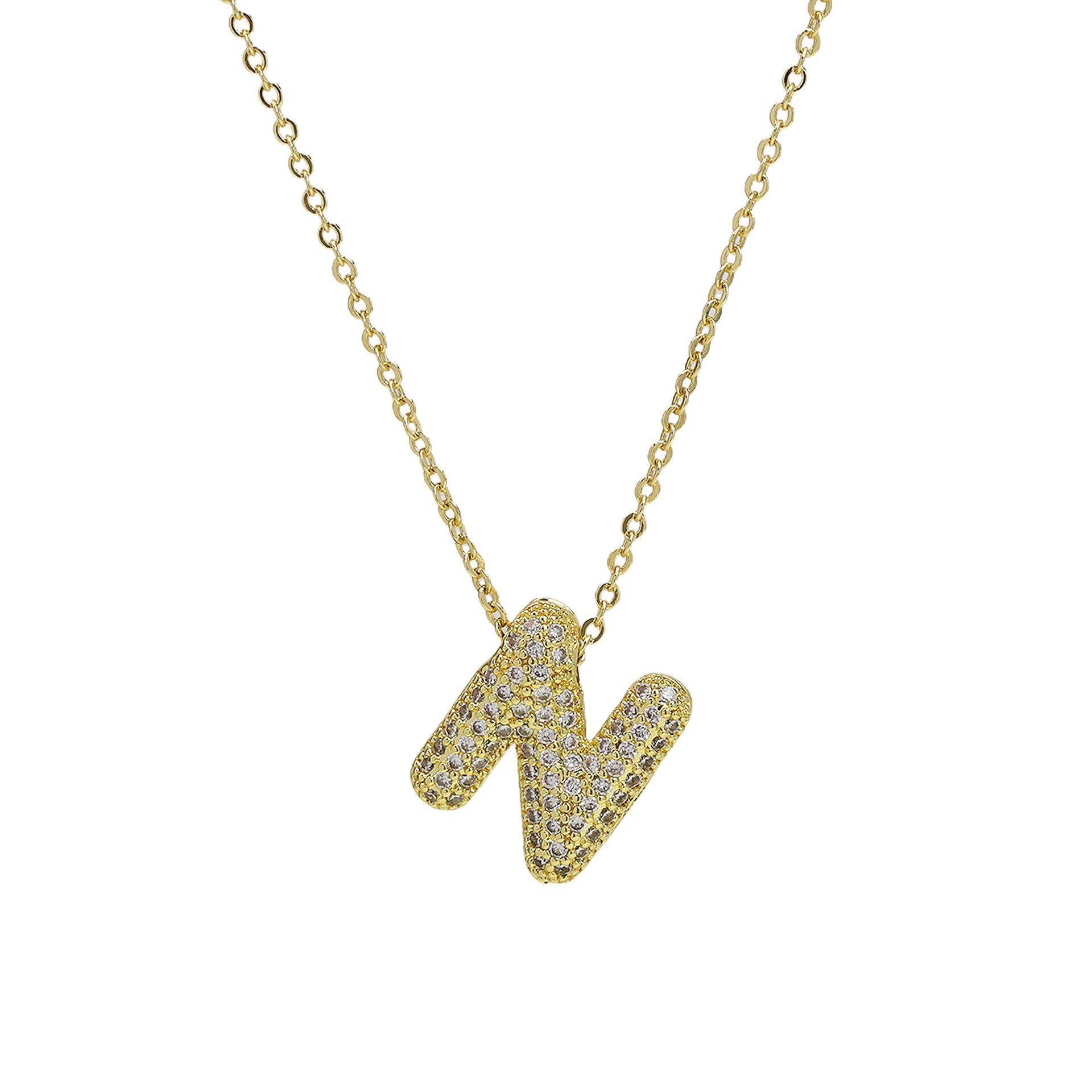 Zalia Gilded Bubble Letter Necklace - Necklace N [5L1DSTCA]