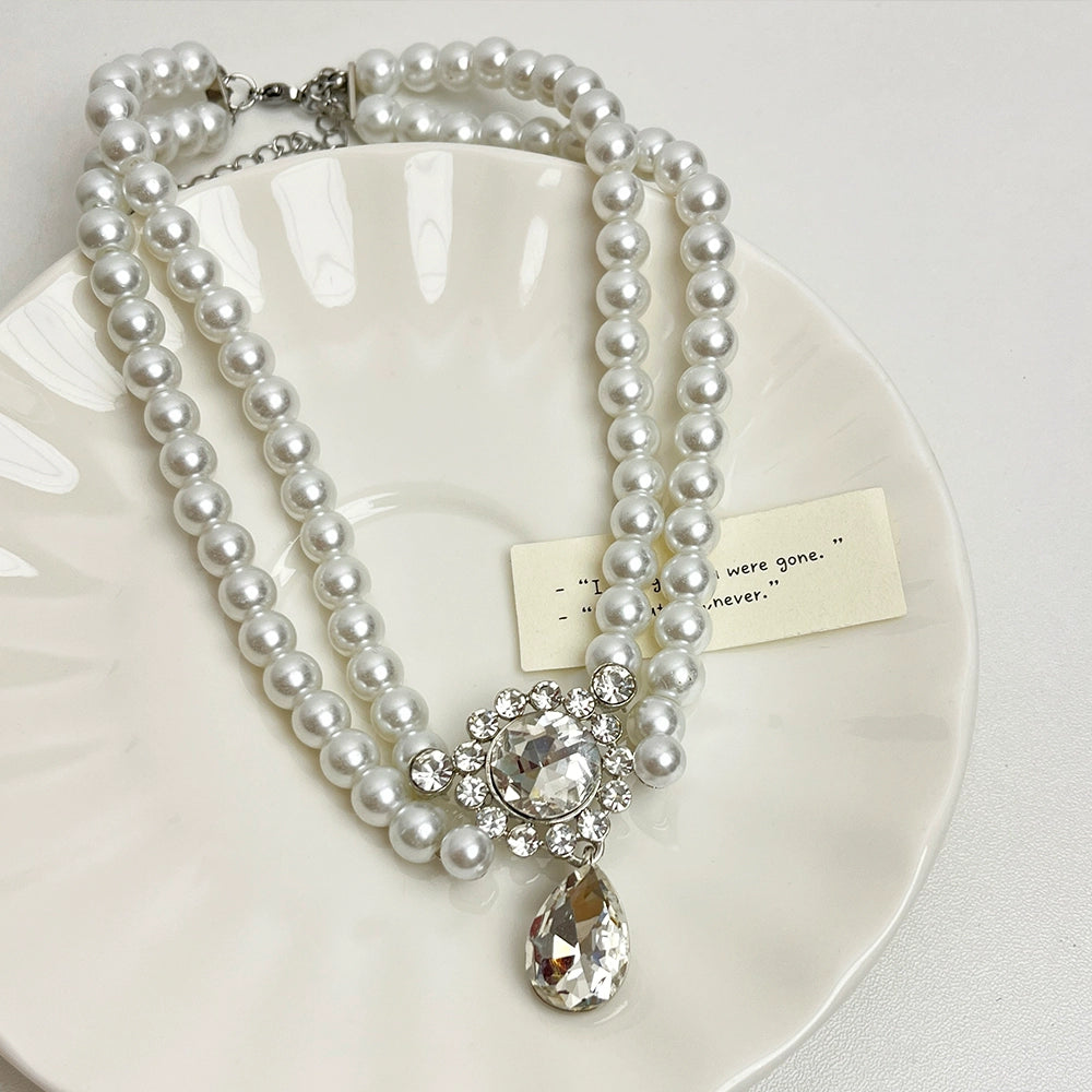 Amiah Double Layer Pearl Choker - Double Layer Pearl Necklace [Q9FFUL0Y]