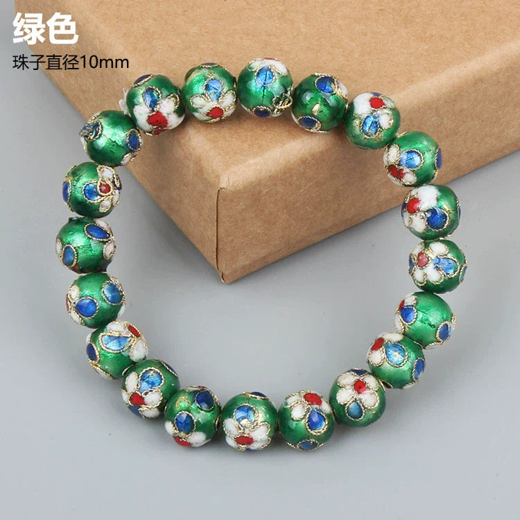 Azuri Enamel Filigree Bracelet - Green 1cm (20 beads)