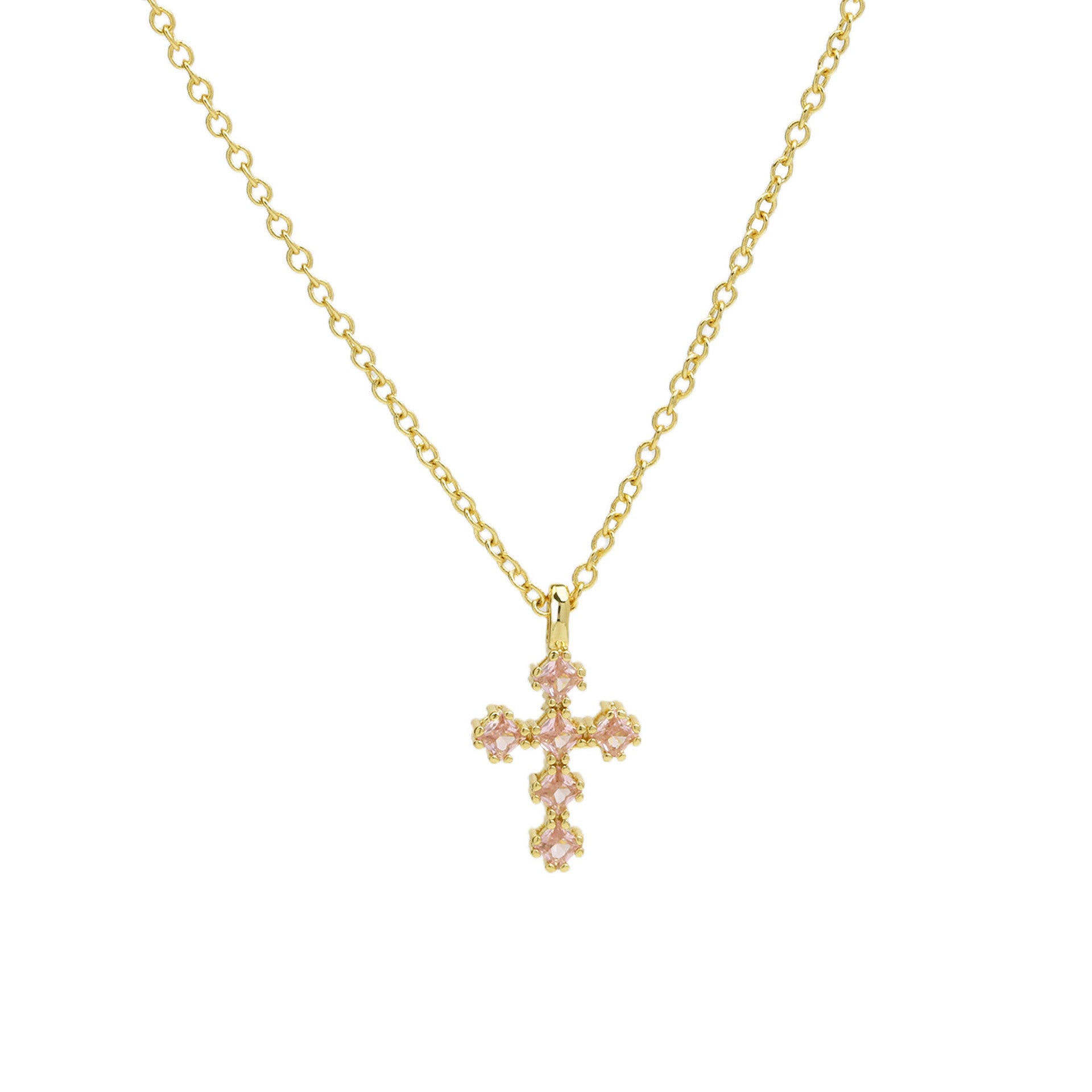 Parisa Zircon Birthstone Cross Necklace - October [XZ47XZZI]