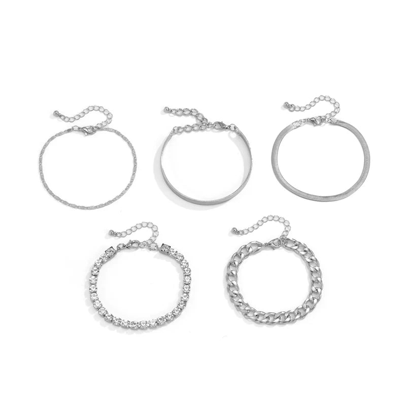 Meena Layered Sparkle Bracelet Set - Silver