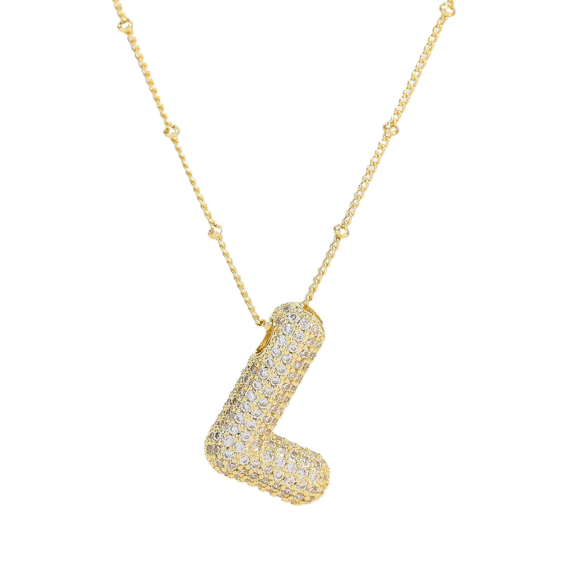 Fynlee Bubble Initial Necklace - Gold L [L57EGT1G]