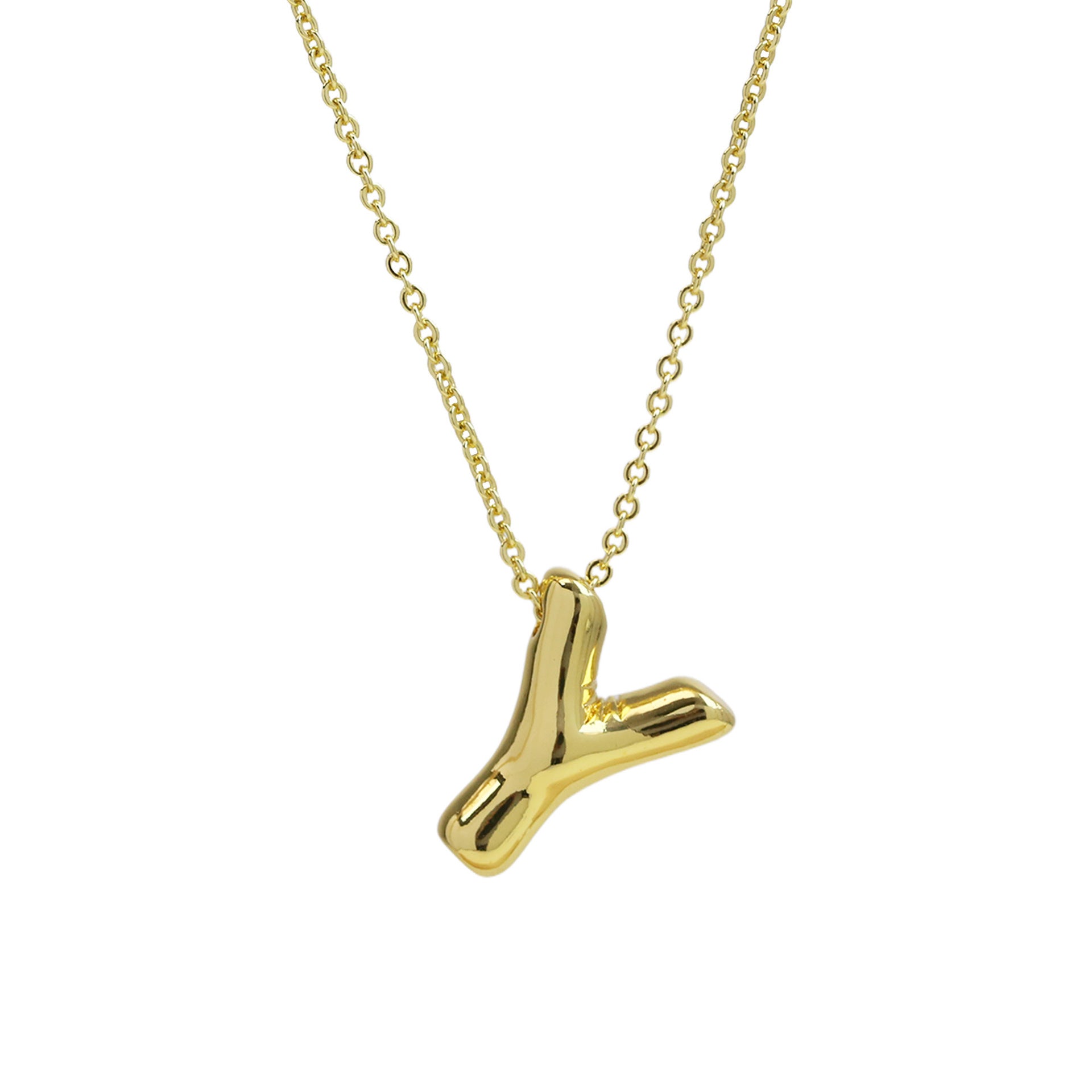 Saffron Puffy Initial Necklace - Letter Y [24145BN9]