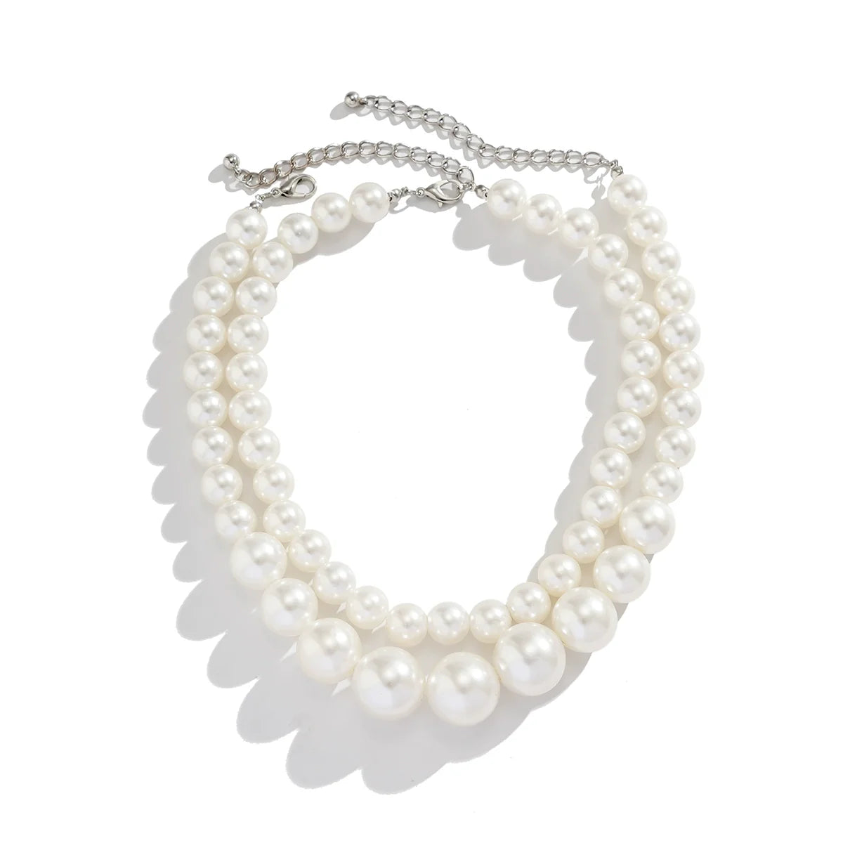 Grayce Layered Pearl Necklace Set - Silver
