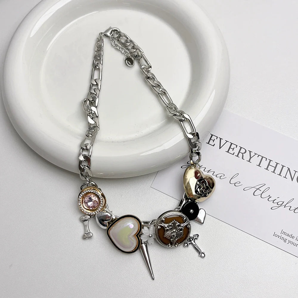 Ximenna Button Heart Necklace - Heart Necklace