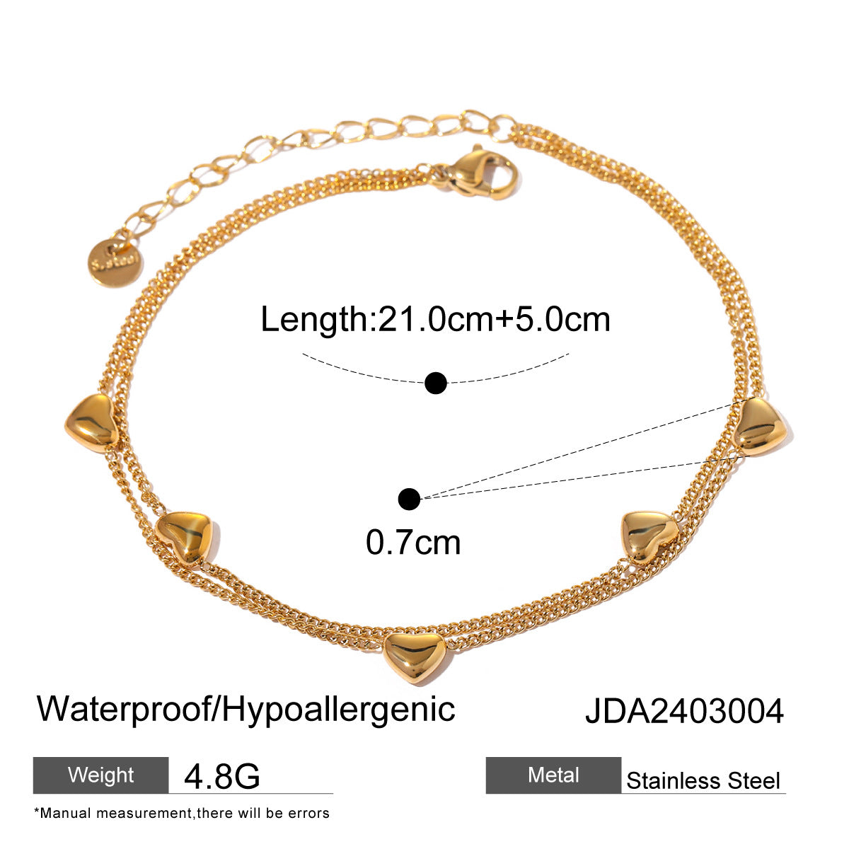 Annalyn Layered Gold Heart Anklet - JDA2403004 [6LFZ8TFM]