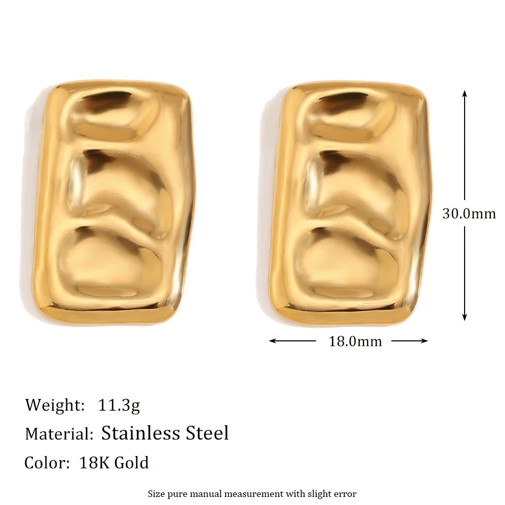 Miliani Irregular Geometric Earrings - Irregular Rectangle Palette Stud Earrings - Gold [4R2EB3IG]