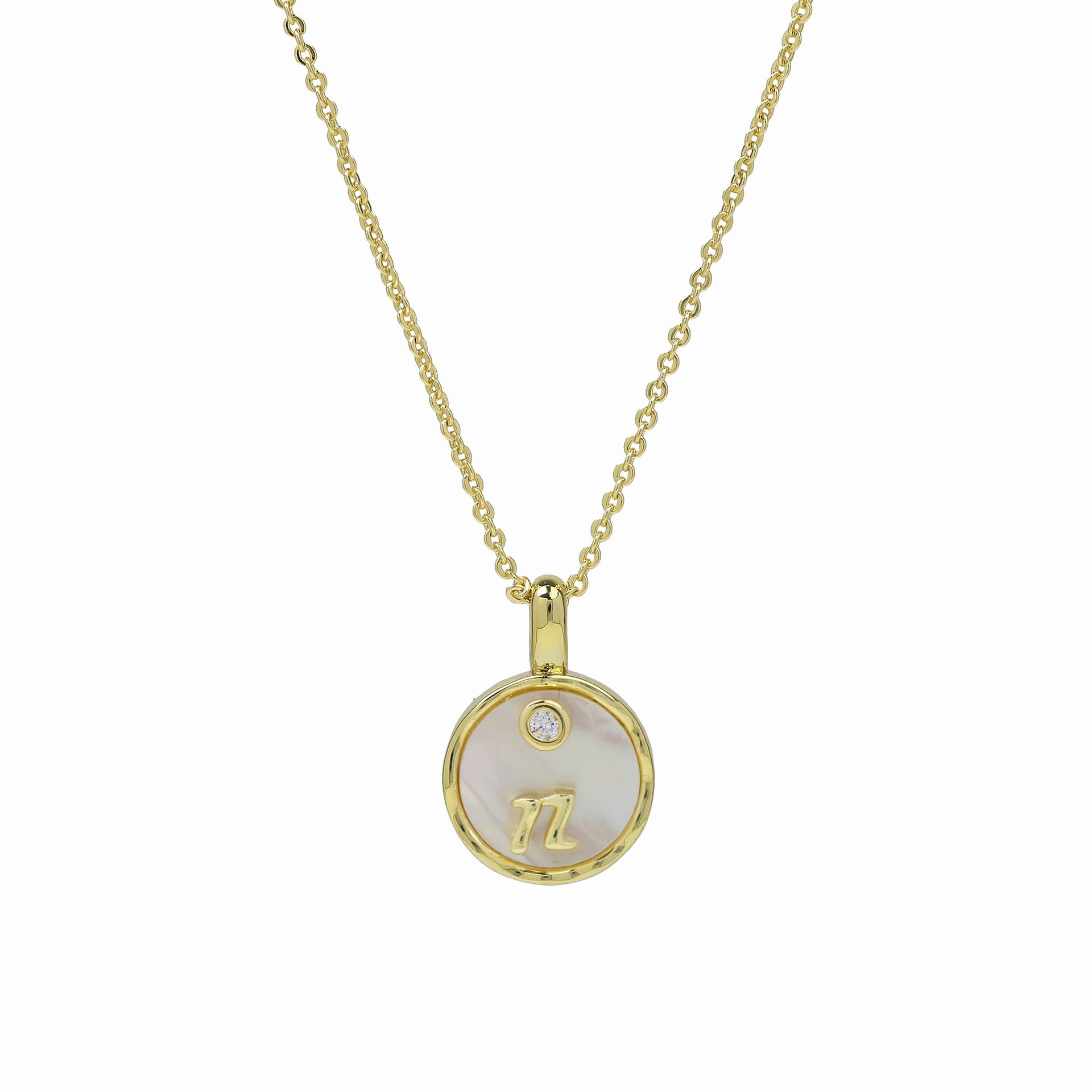 Haset Cursive Initial Pearl Necklace - Initial N [58WW2MMJ]