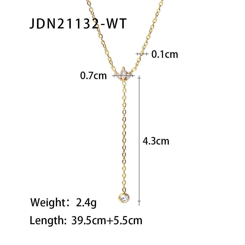 Ala Crown Zircon Layered Necklace - Gold-White