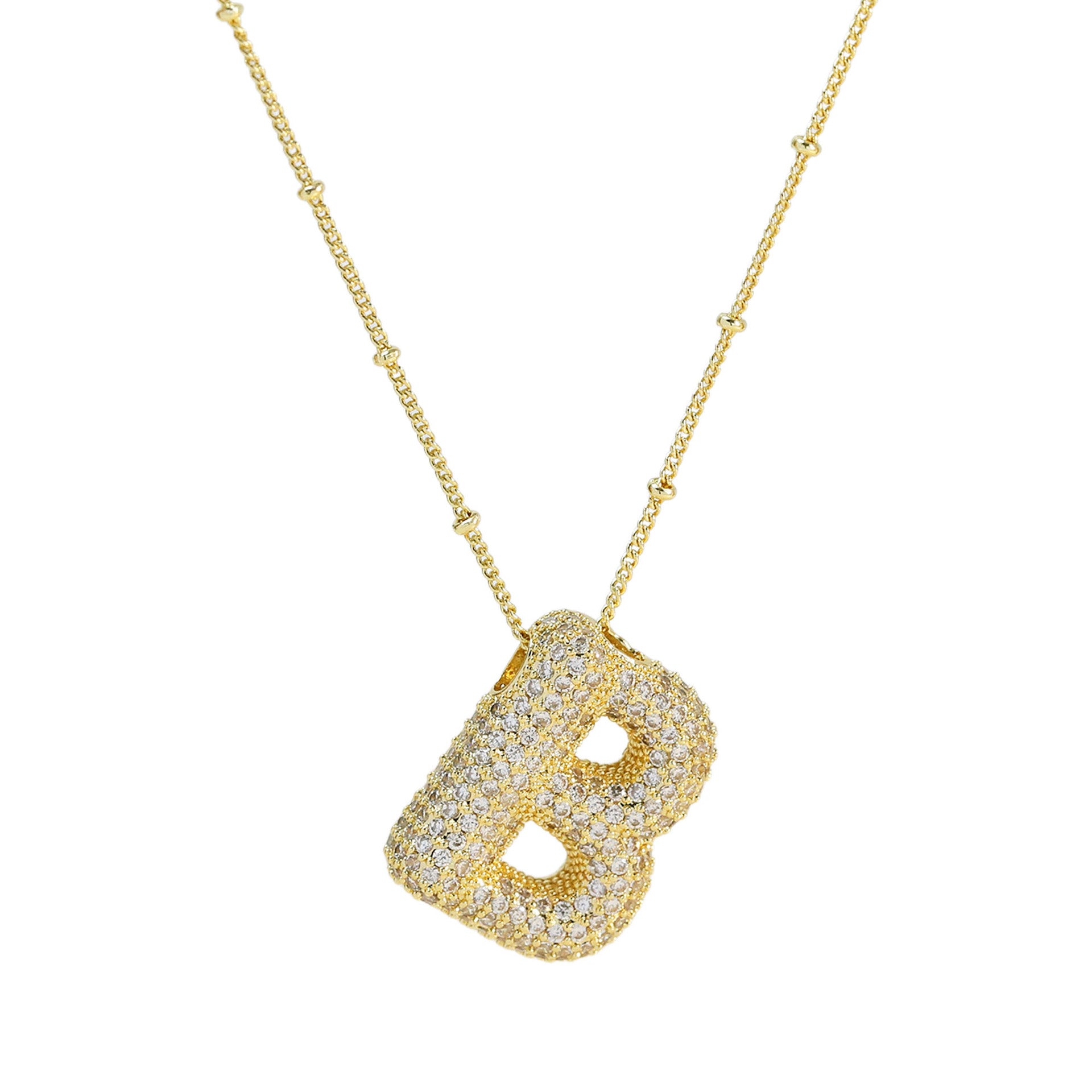 Fynlee Bubble Initial Necklace - Gold B [7SC8H92A]
