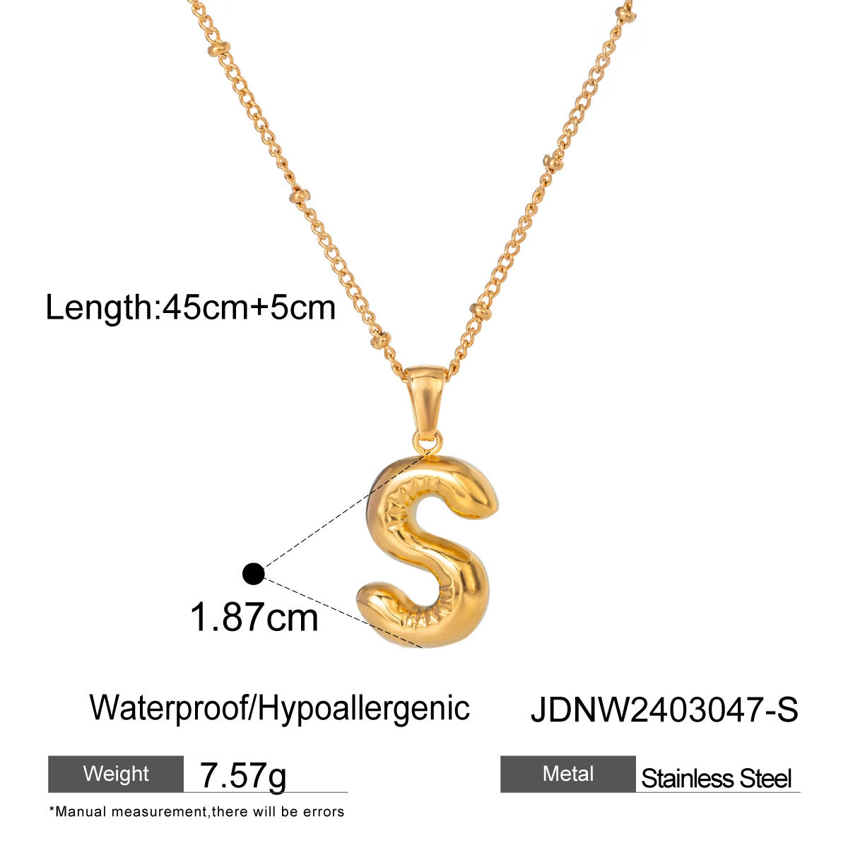 Kadyn Initial Pendant Necklace - Letter S [R5GJMS4E]