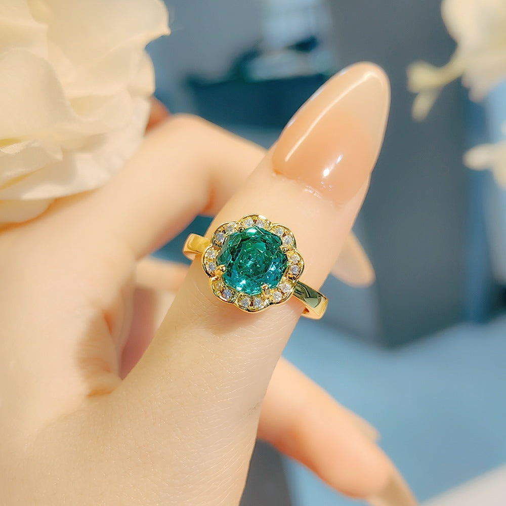 Mayleen Rose Gemstone Jewelry Set - Paraiba Color Ring [0MXXRCQN]
