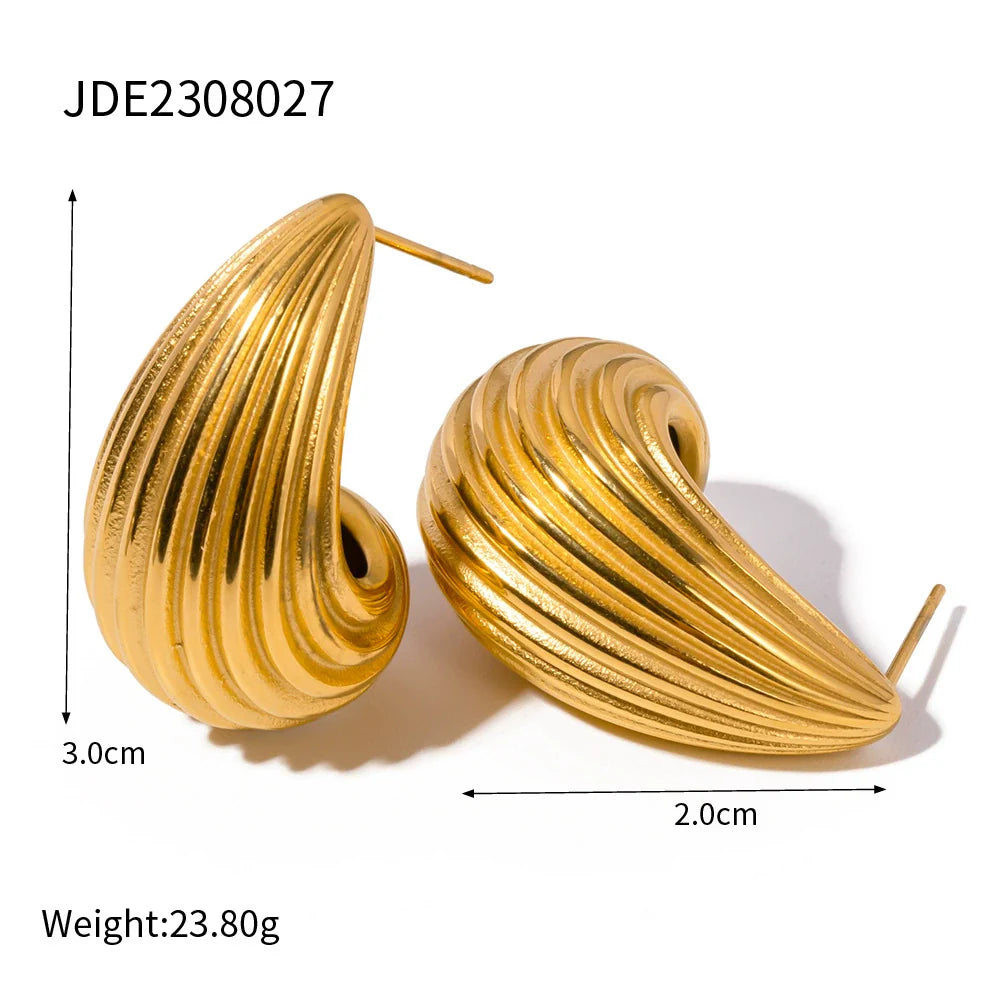 Carlynn Puffy Striped Drop Earrings - JDE2308027