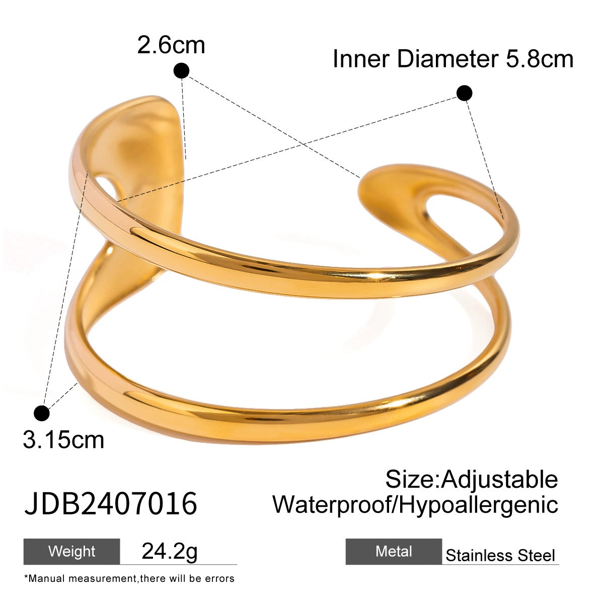 Holly Statement Cuff Bracelet - Gold Textured Cuff [RM78OCYV]
