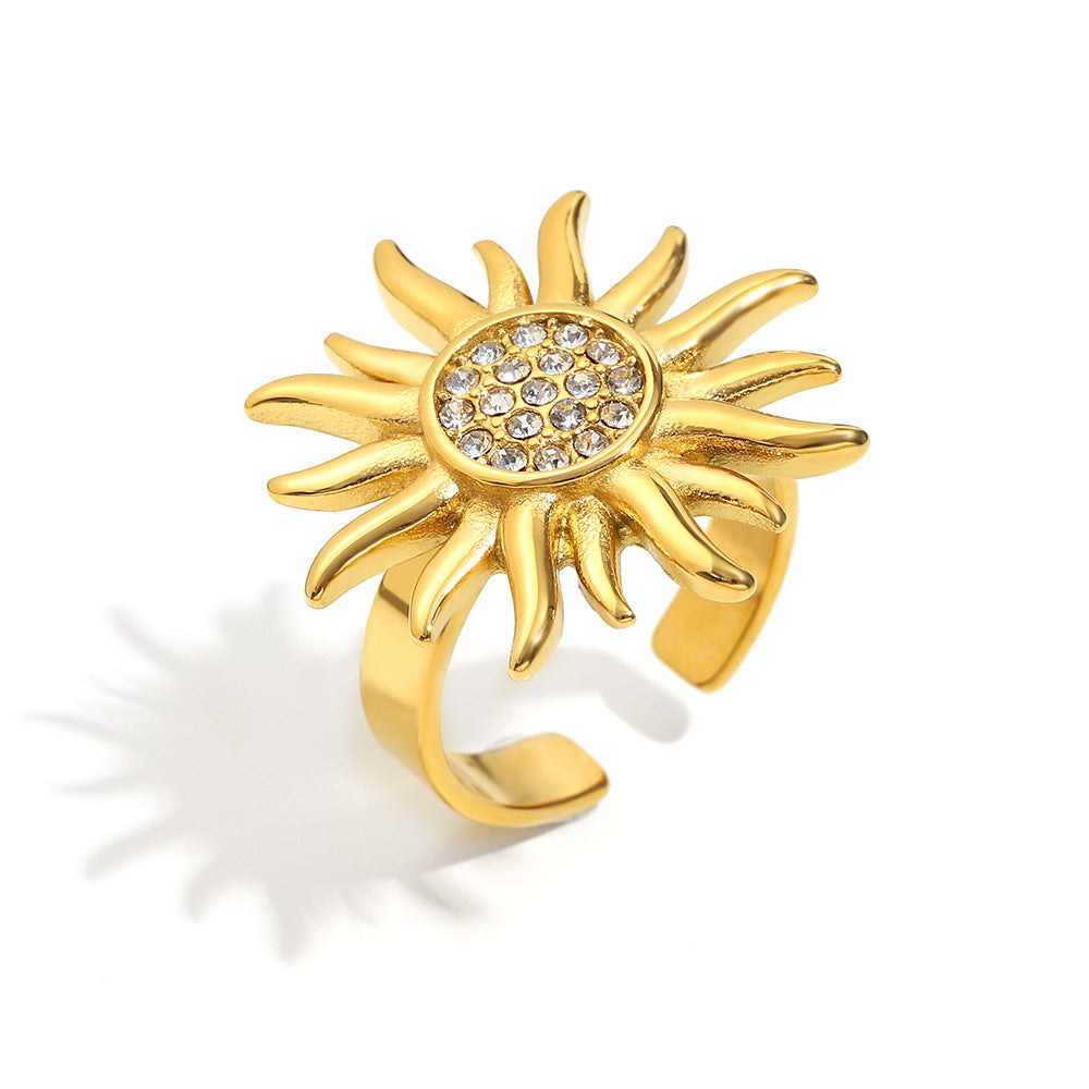 Saige Golden Sun Open Ring - Sun Zircon Open Ring - Gold [Q8026IF7]