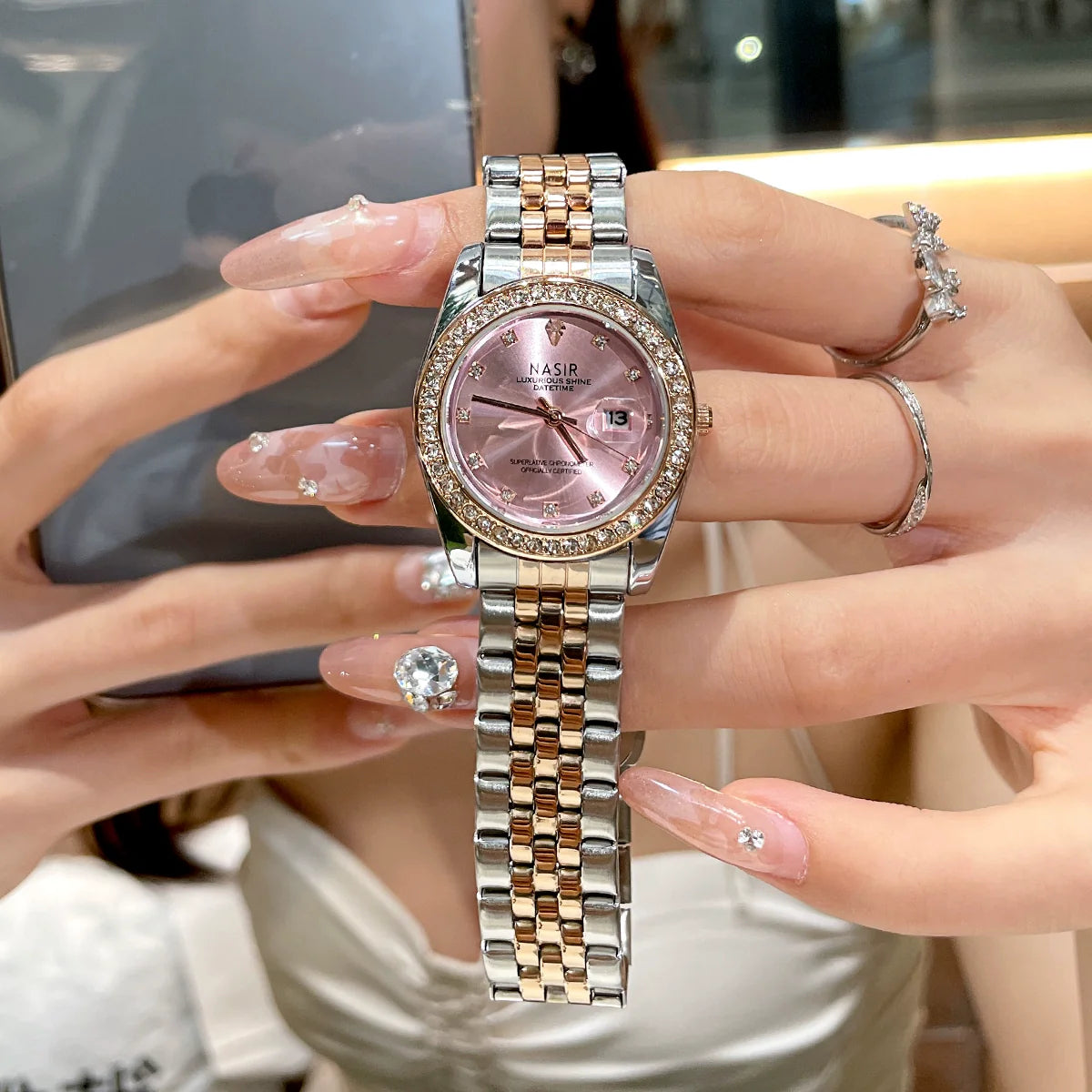 Cherish Classic Steel Timepiece - Pink