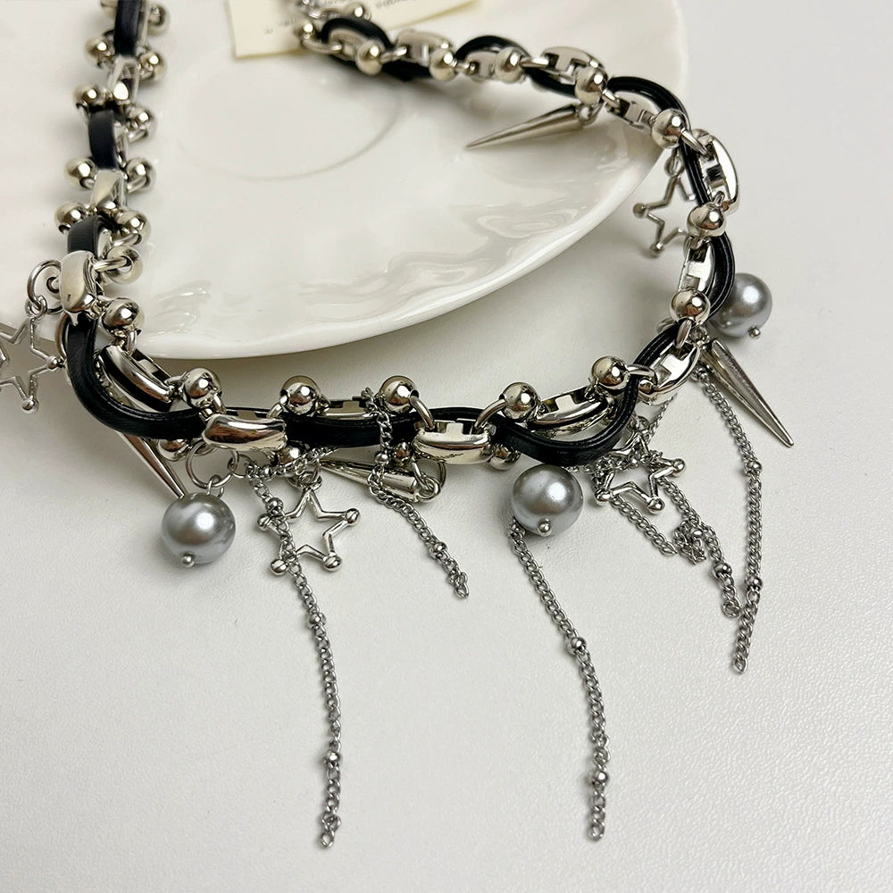 Neriah Layered Rivet Choker - As Pictured Necklace [YA2S6A8C]