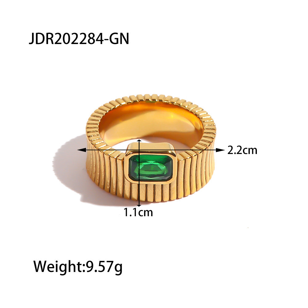 Abree Geometric Agate Ring Set - Style JDR202284 Green (Size 8) [C91MIDR5]