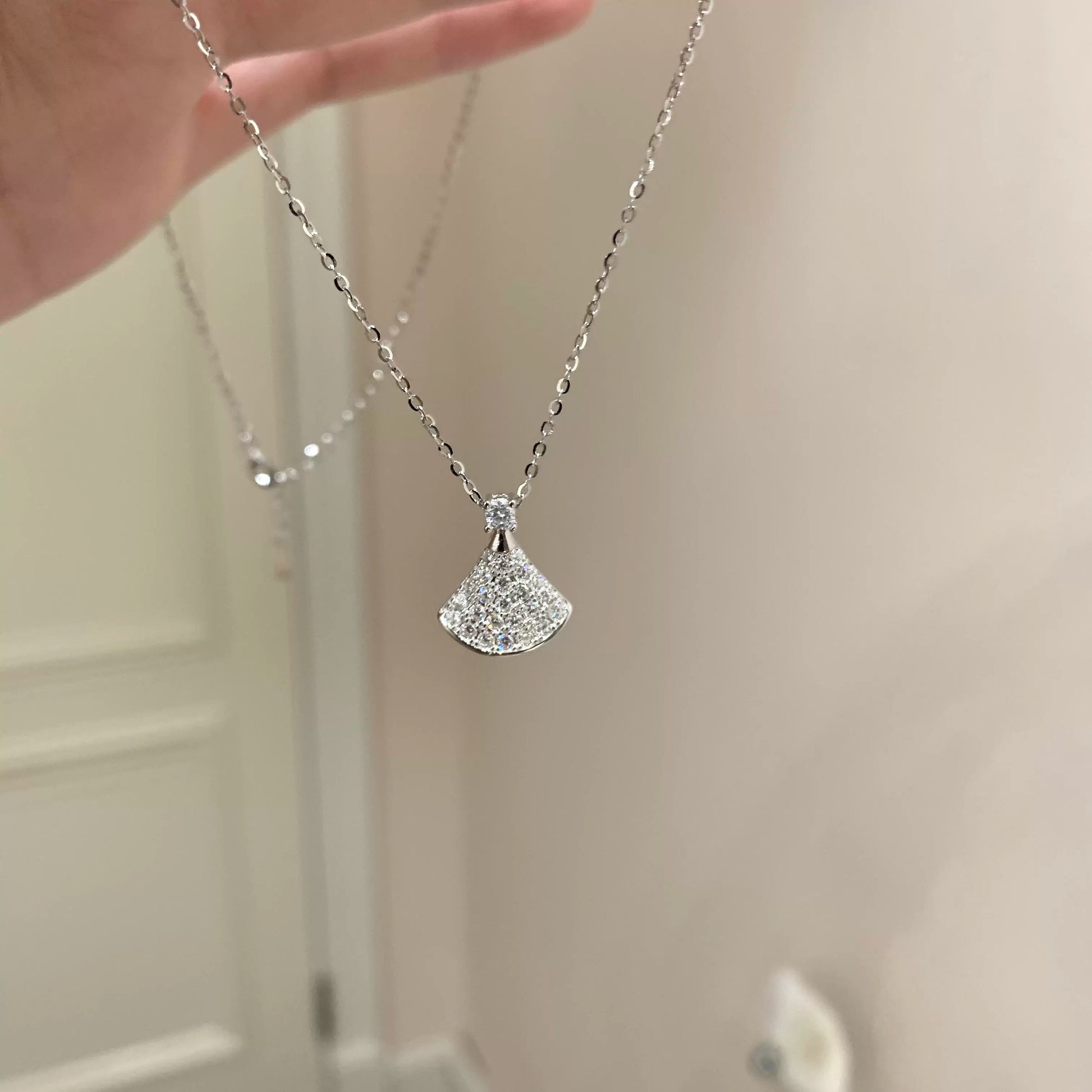 Ayaana Ginkgo Skirt Pendant Necklace - Full Drill Small Skirt (S925 Sterling Silver)