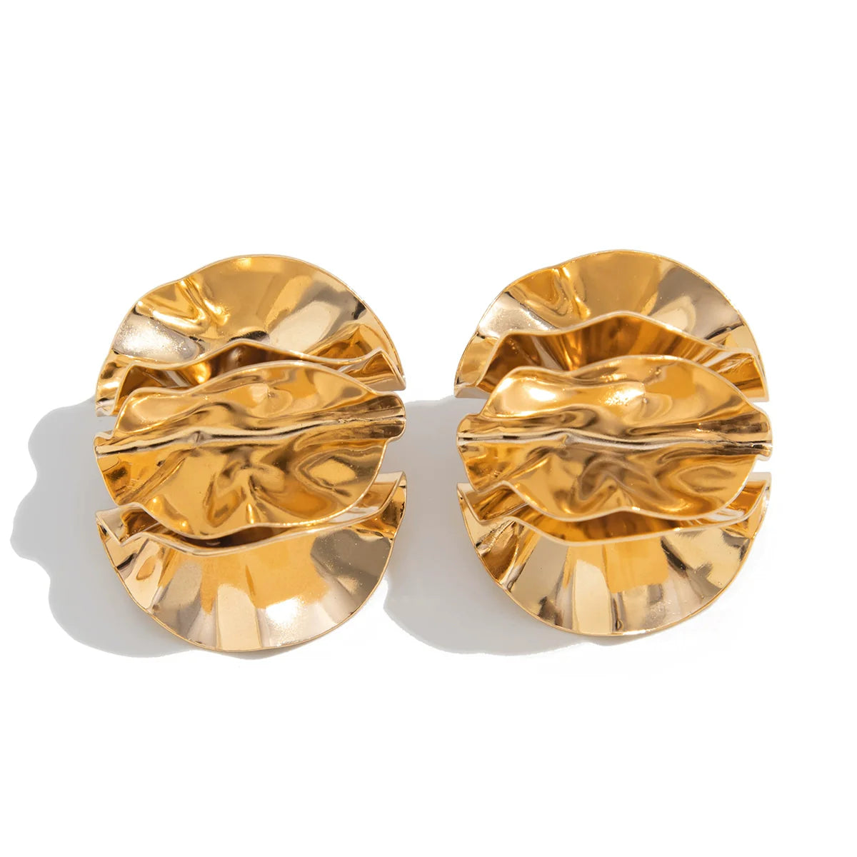Charlye Sculpted Bloom Stud Earrings - Gold