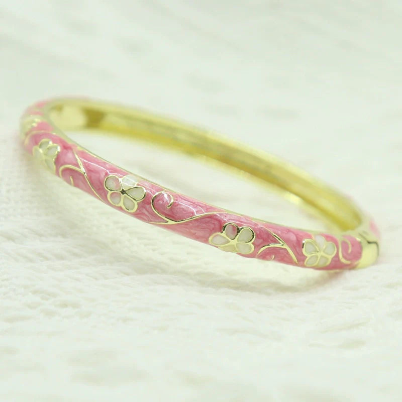 Lakelynn Delicate Floral Bangle - Deep Pink