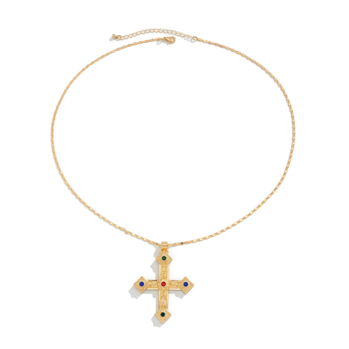 Emmalie Rhinestone Cross Necklace - Gold Pointed Cross