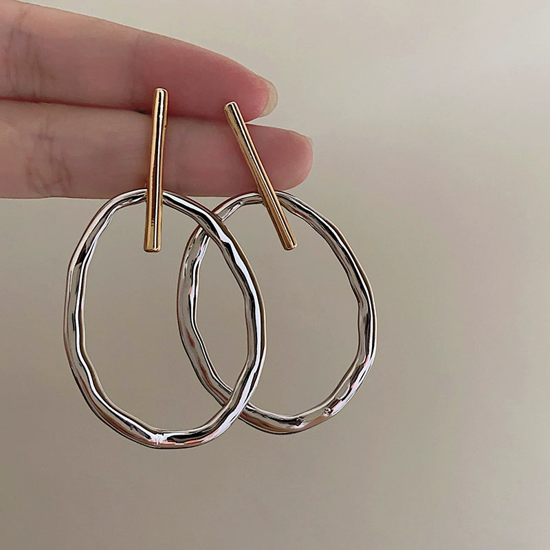 Galileah Two-Tone Oval Earrings - Gold & Silver Two-Tone with Silver Post [OZP8FXM1]