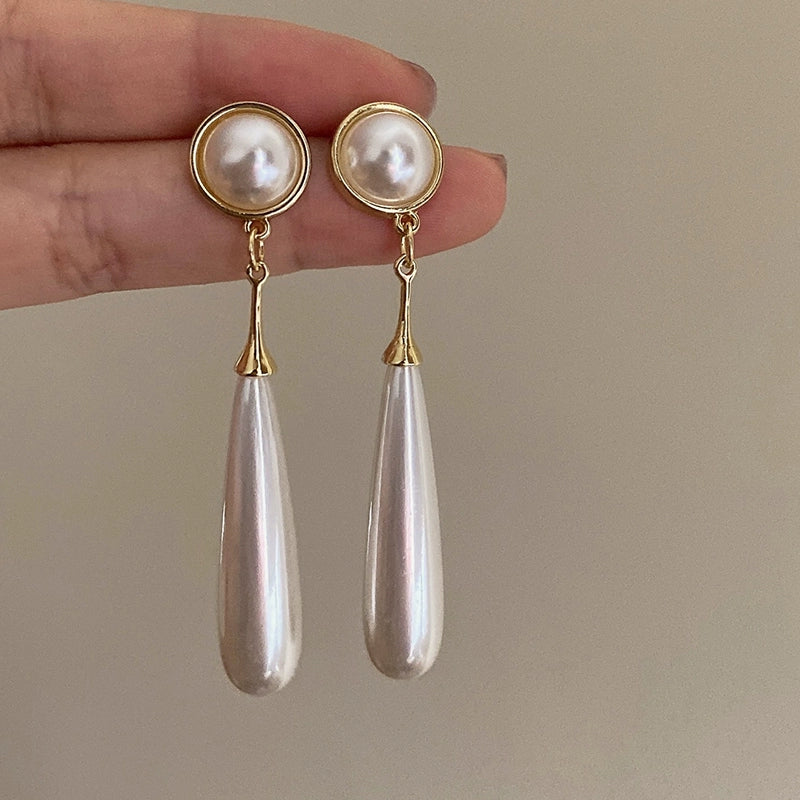 Analee Golden Pearl Drop Earrings - Gold [OVPOILJJ]