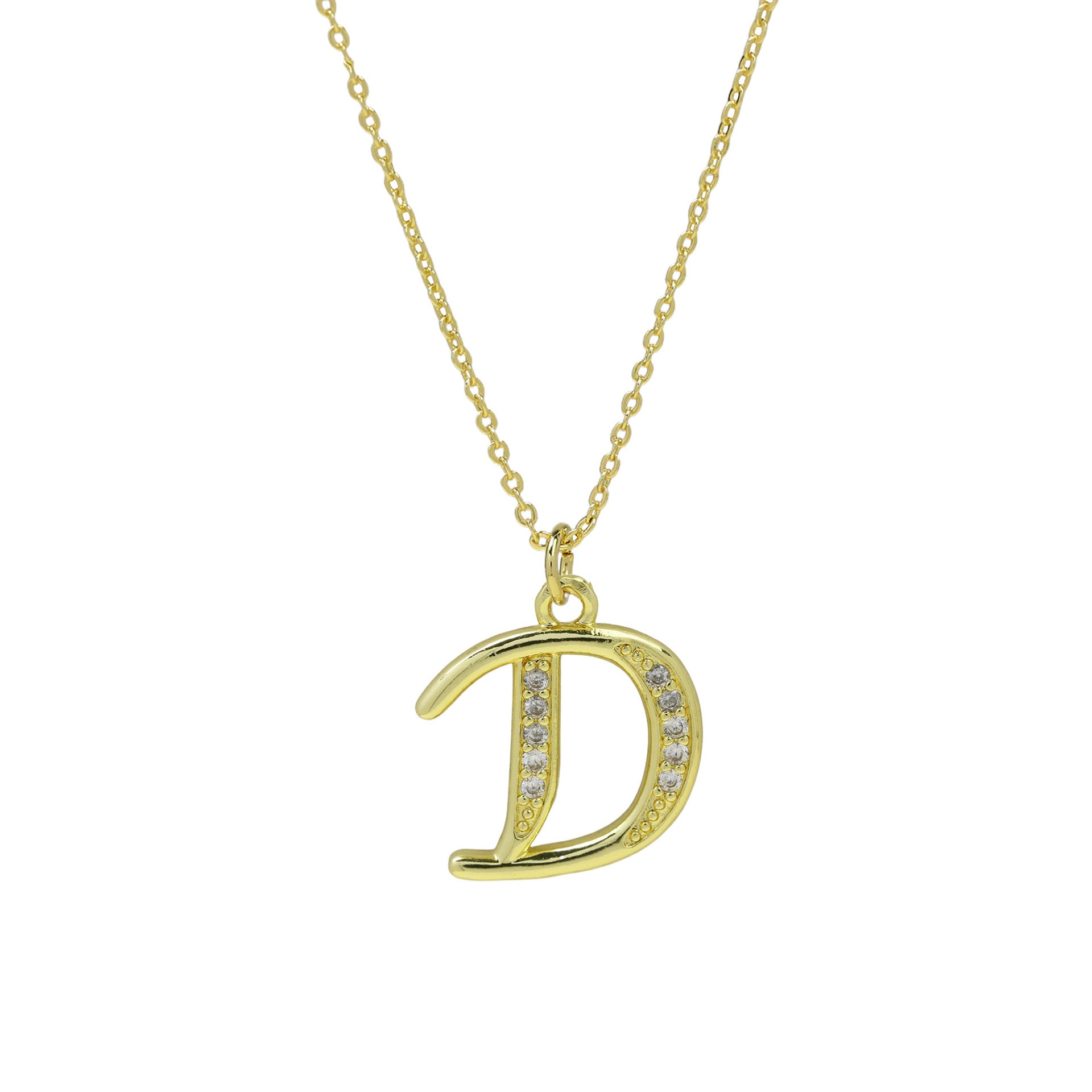 Winifred Delicate Alphabet Necklace - Letter D [W3UGR7P6]