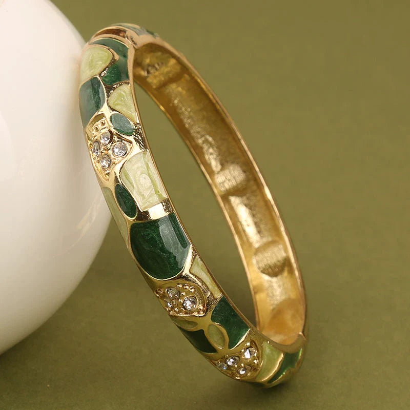 Amarachi Delicate Enamel Bracelet - Green Geometric