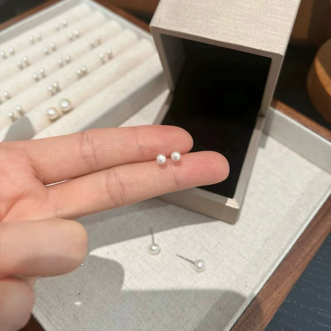 Shauna Delicate Pearl Studs - 4mm Pearl Screw Back