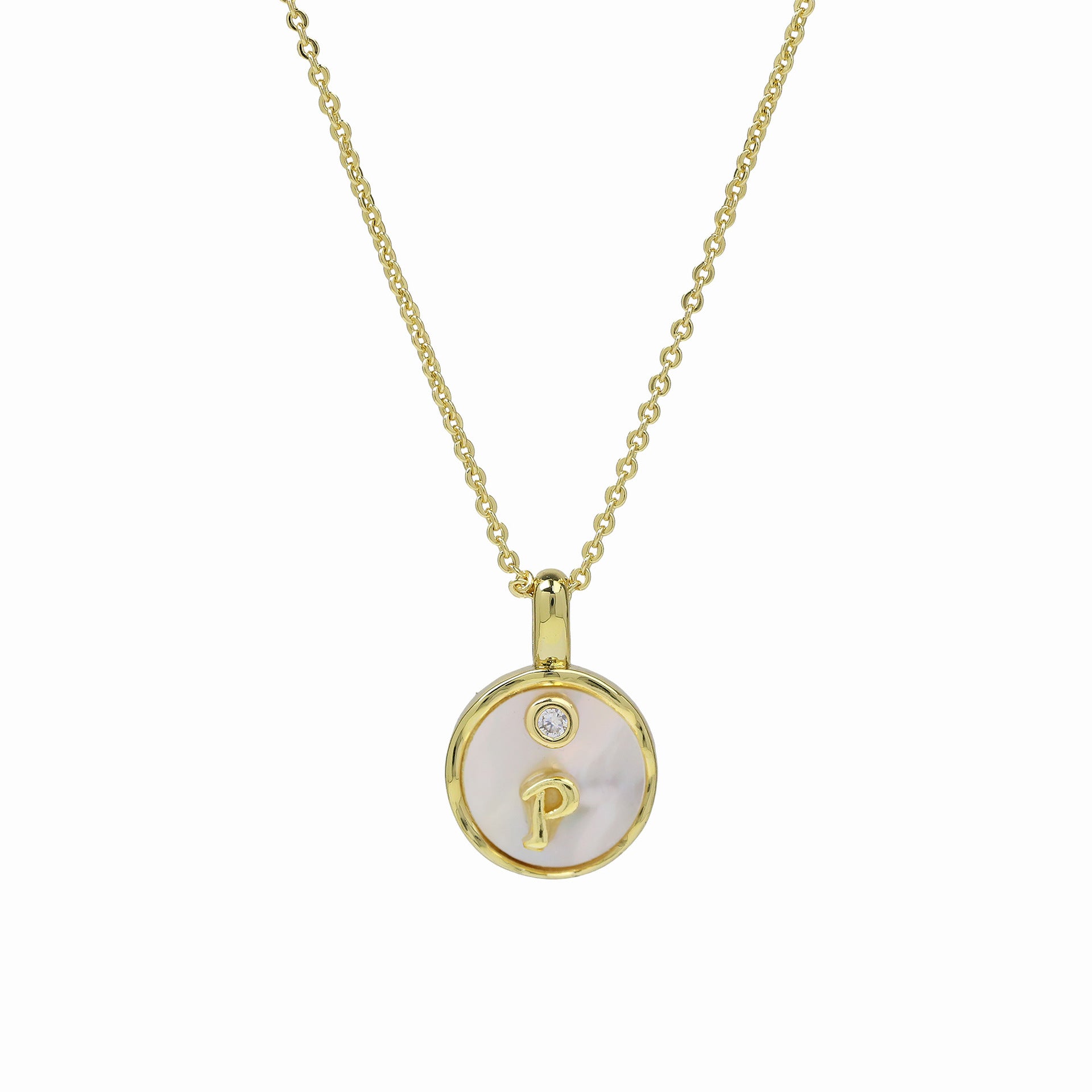 Haset Cursive Initial Pearl Necklace - Initial P [LKJE5D6Y]