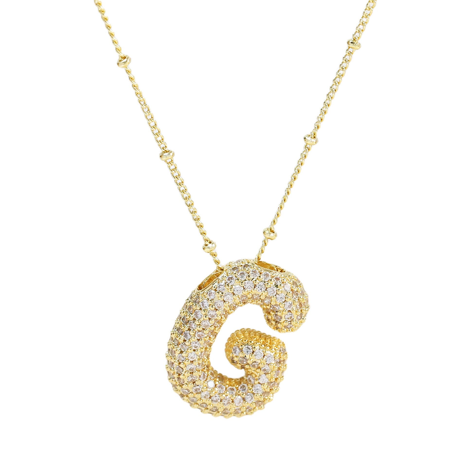 Fynlee Bubble Initial Necklace - Gold G [AZT89YAP]