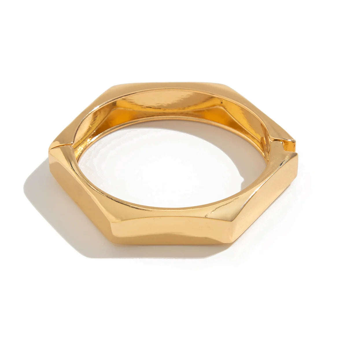 Citlaly Elegant Pearl Bangle - Concave Cut Edge Gold