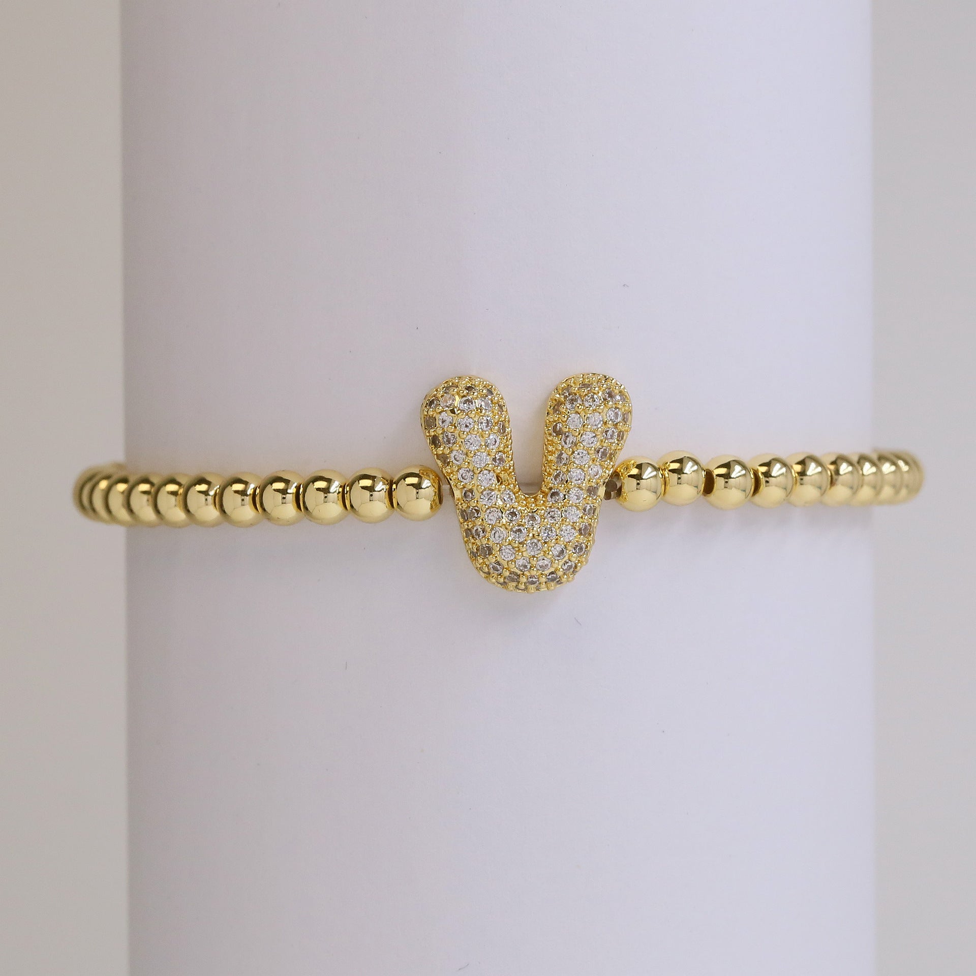 Jenesis Bubble Letter Bracelet - V [D4D9AKBO]